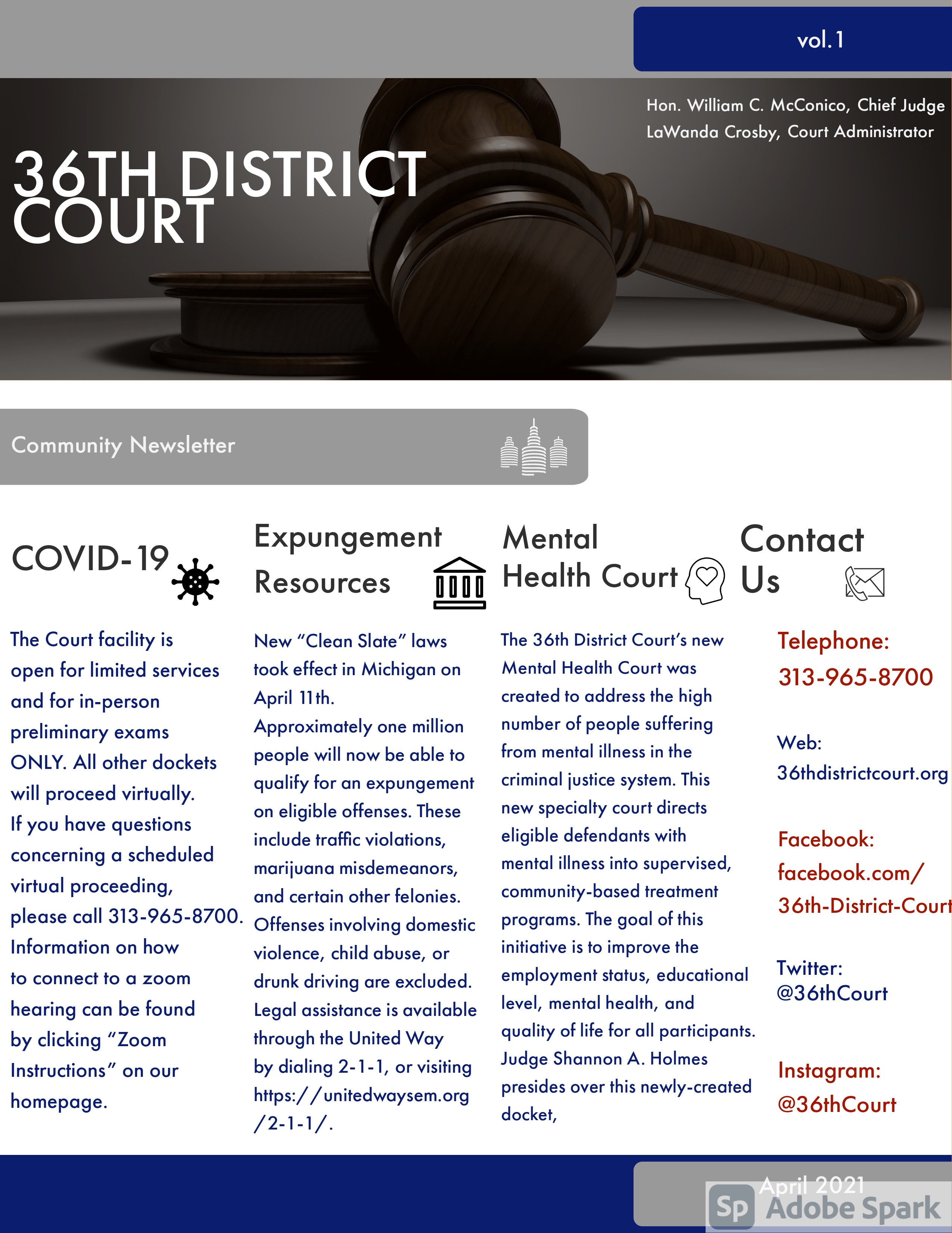 36th District Court Community Newsletter - Vol. 1